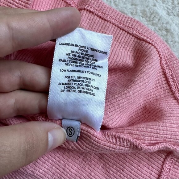 T.La X Anthropologie | Pink Ribbed Striped peplum Knit Tank Top | Size Small - Picture 9 of 11